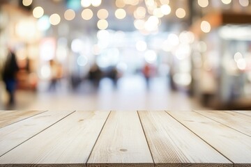 Sticker - A wooden table with a blurred background