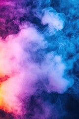 Poster - A colorful cloud of smoke floats on a black background, ready for creative uses