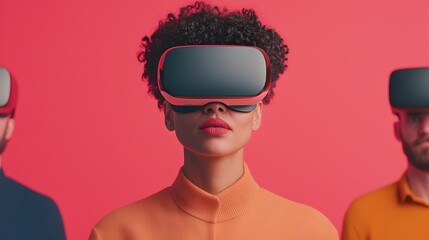 Leinwandbilder - A group of office workers collaborating around a holographic 3D dashboard using dynamic gestures to interact with a streamlined digital interface