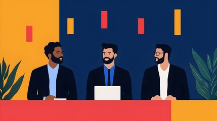 Poster - Streamlined business intelligence workspace with diverse team of analysts engaged in interactive data visualizations clean user interfaces and Constructivist inspired direction