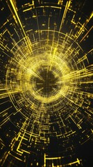 Wall Mural - abstract digital background featuring golden lines radiating from a central point, creating a futuri