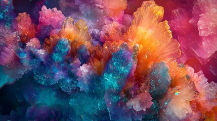 Wall Mural - vibrant and intricate crystal formations in an unseen universe, captured in a microcosmic view