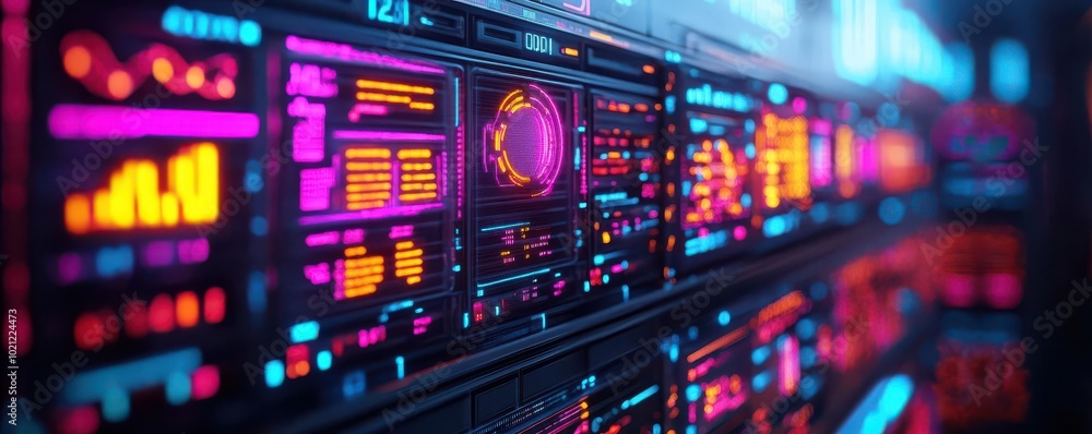 AI-driven fintech analytics dashboard, holographic financial data ...