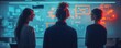 © Supannee - Startup founders discussing blockchain solutions, digital whiteboards, high-tech environment, Techno-futuristic, Digital art, Neon hues, High Detail