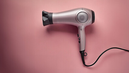 Stand-alone hair dryer on a pink background, beauty appliances