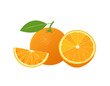 © krisana - Set of oranges fruit and piece of orange isolated with background