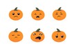 © STF Design  - illustration of a cute pumpkin with different emotions, on a white background, in a vector style. The design is simple, with clean lines, flat colors