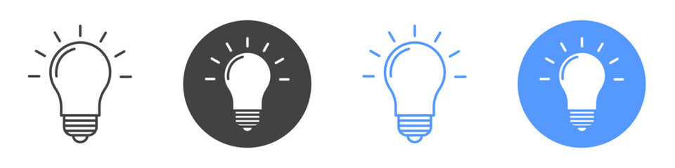 light bulb icon flat art in black and white isolated