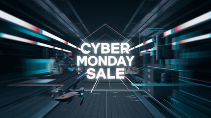 Cyber Monday sale message banner poster social media post design for advertising