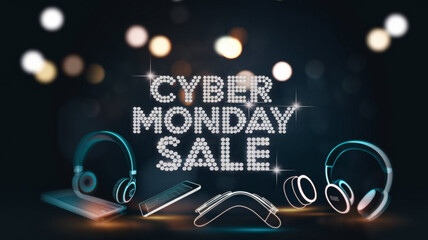 Cyber Monday sale message banner poster social media post design for advertising