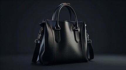 Black luxury leather handbag. High class fashion item