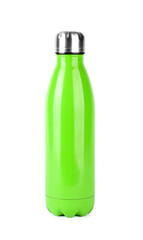 Wall Mural - One light green thermo bottle isolated on white