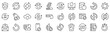 © SkyLine - Set of 30 outline icons related to recovery. Linear icon collection. Editable stroke. Vector illustration