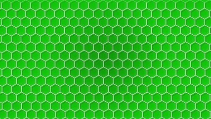 Wall Mural - 3D-style green hexagons sidely moving pattern background. hexagon grid wall loop 4K