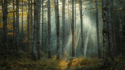 Sunlight Filtering Through Dense Forest Trees