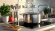 © AlfaSmart - Stainless Steel Pot on Induction Hob in Modern Kitchen