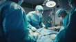 © Iona - A focused team of surgeons in scrubs operates under bright surgical lights, illustrating precision and teamwork in a hospital operating room.