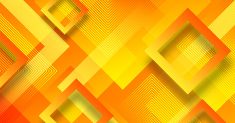 Sticker - 3D orange abstract background overlap layer on bright space with lines effect decoration. Modern graphic design element cutout squares style concept for web banner, art, flyer, card, or brochure cover