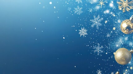 Poster - Blue Christmas background with snowflakes, stars and empty space. Copy space for your text. Merry Xmas, Happy New Year. Vertical festive backdrop.