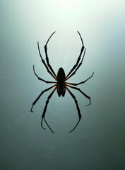 Wall Mural - a dark spider web stands out against a light-colored background._00023_