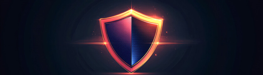 Poster - A glowing blue and red shield with a black background