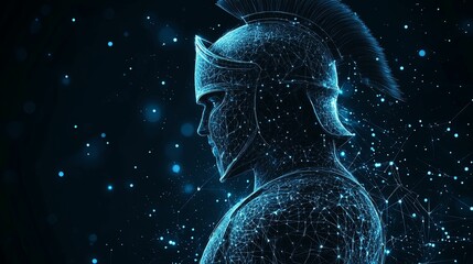 A Digital Representation of a Warrior in a Helmet