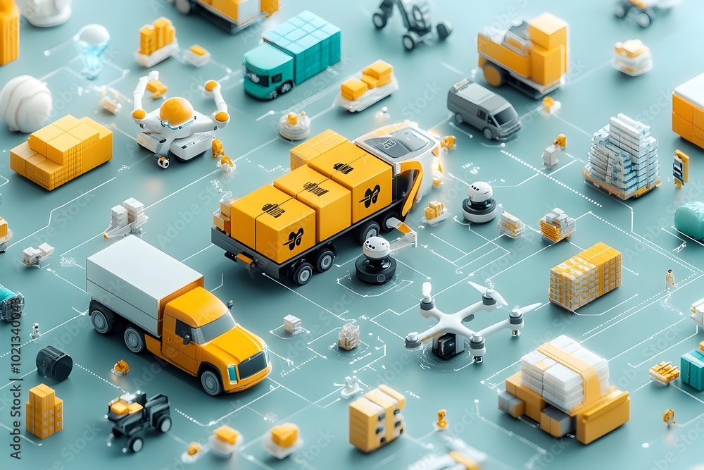 Futuristic AI powered logistics hub seamlessly managing the flow of ...