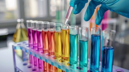 Wall Mural - colorful liquids in test tubes: a science experiment