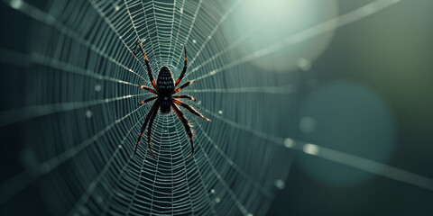 Wall Mural - a dark spider web stands out against a light-colored background._00005_