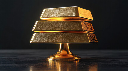 Canvas Print - A gold bar is displayed on a pedestal