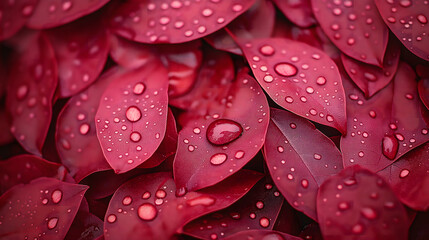 雨后的树叶上，缀满了清澈晶莹的雨滴