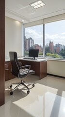 Wall Mural - Modern Office Workspace with City View