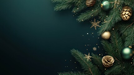 Wall Mural - christmas background with fir tree and decoration