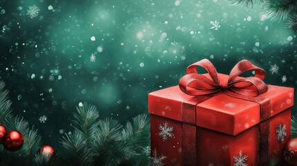 Wall Mural - christmas gift on festive background