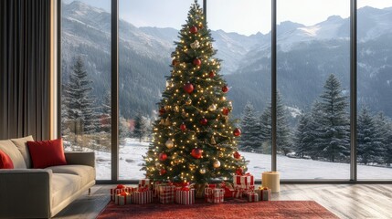 Wall Mural - christmas tree with decorations