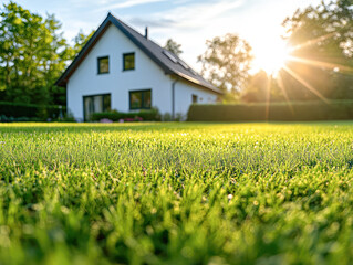 Poster - A house with a white roof and a white exterior