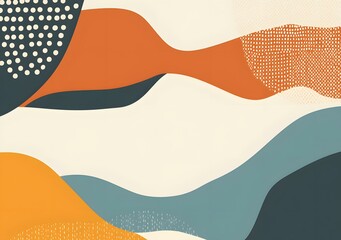 Canvas Print - Abstract Background with Wavy Lines and Dotted Patterns