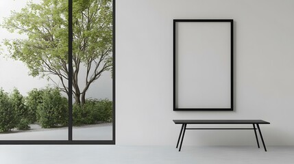 Minimalist Interior Design with Black Frame and Window View