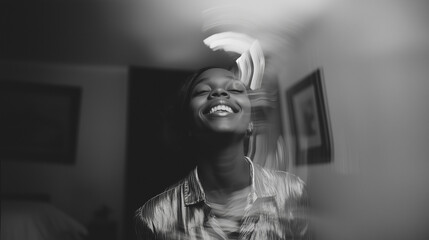 Black and White Portrait of a Smiling Woman