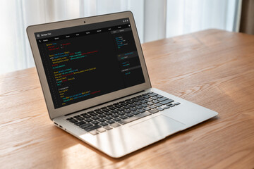 Software development programming on computer screen for modish application and program coding