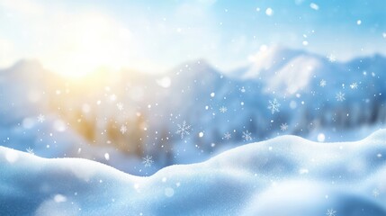 Wall Mural - beautiful white empty winter idyll, shiny snowflakes on blurred winter landscape, christmas backgrou