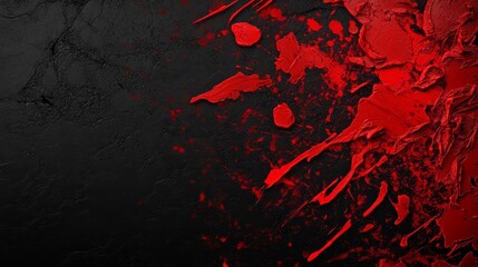 Canvas Print - Bold and edgy abstract background with red paint splatters on a black canvas, symbolizing passion, chaos, energy, and creative expression.