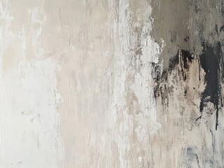 Abstract painting in gray, white, and black.