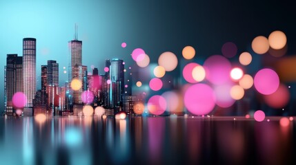 A dynamic abstract illustration of a city skyline with blurred lights and shapes, creating a sense of movement and urban energy.