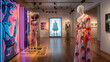 © Santy Hong - A fashion spread featuring upcycled luxury fashion pieces, set in a modern art gallery with bold lighting creating a sophisticated atmosphere