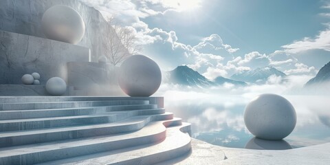 Wall Mural - Abstract Winter Mountain Landscape Design