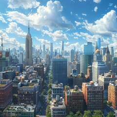 Sticker - Cityscape of New York Skyline Illustration