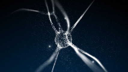 Wall Mural - abstract blue colored neuron cell in the brain on artificial intelligence black illustration backgro
