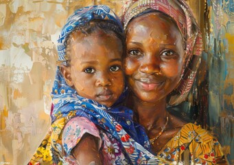 African Mother and Child Portrait