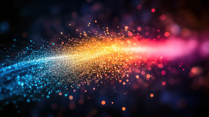 Sticker - Dynamic colorful light trail with abstract particle flow and glowing bokeh effect